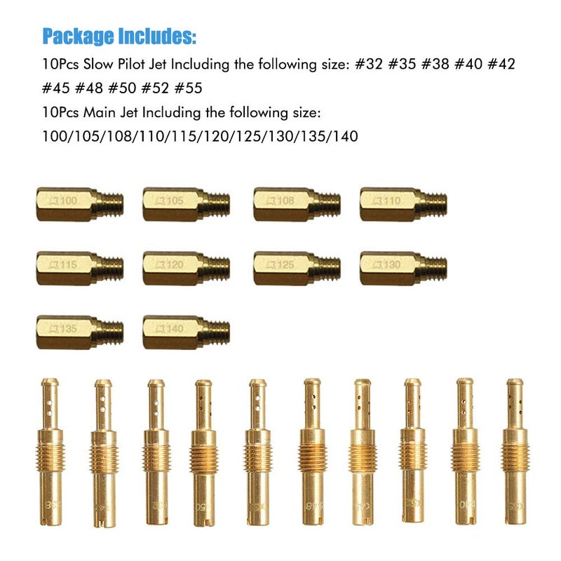 Apeixoto 20 Pcs Carburetor Jets Kit for Keihin OKO KOSO PE PWK Carb Main Jet Kit and Slow Pilot Jet Kit - Image 3